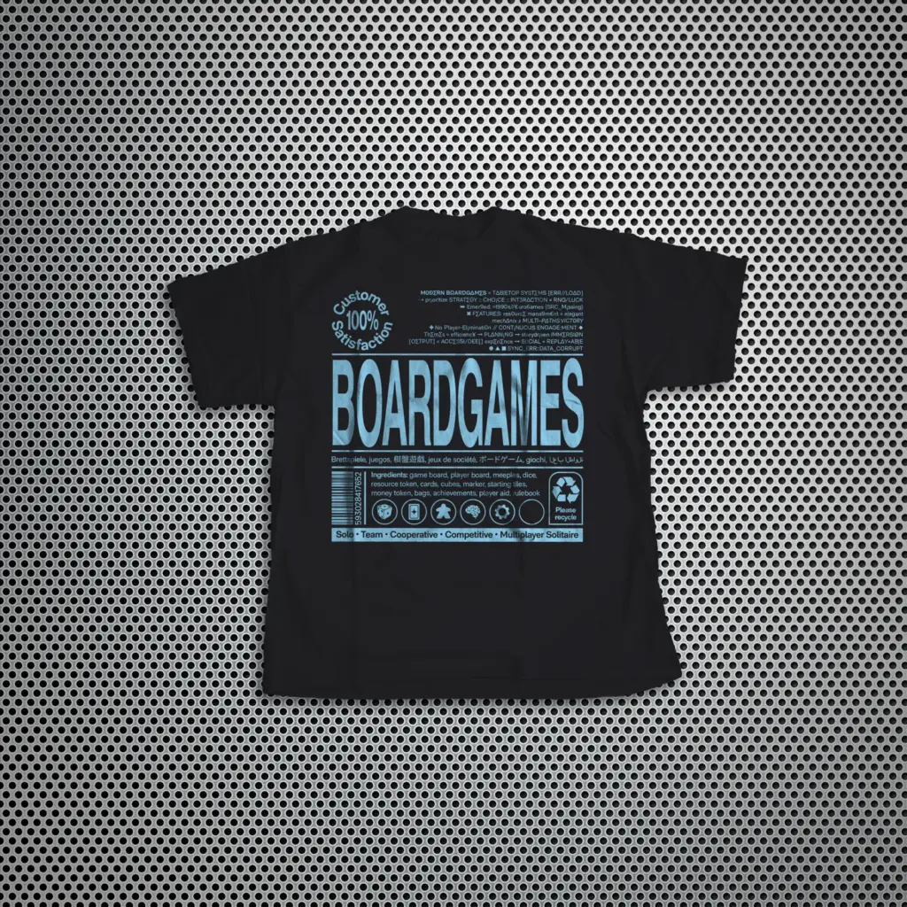 FACTSHEET Boardgame Shirt in Schwarz mit hellblauem Print